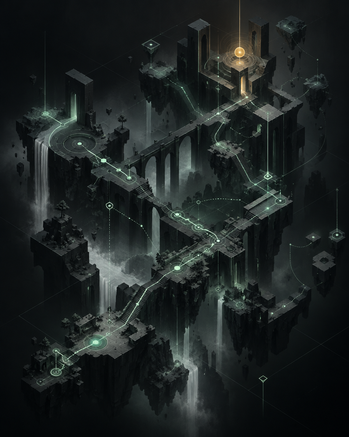 Abstract visualization of interconnected gameplay systems
